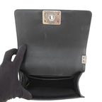Chanel Chain Shoulder Bag Boy Small Quilted CC Logo Lambskin Tweed Black