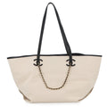 Chanel Tote CC Logo Small Shopping Canvas Calfskin 2-Way