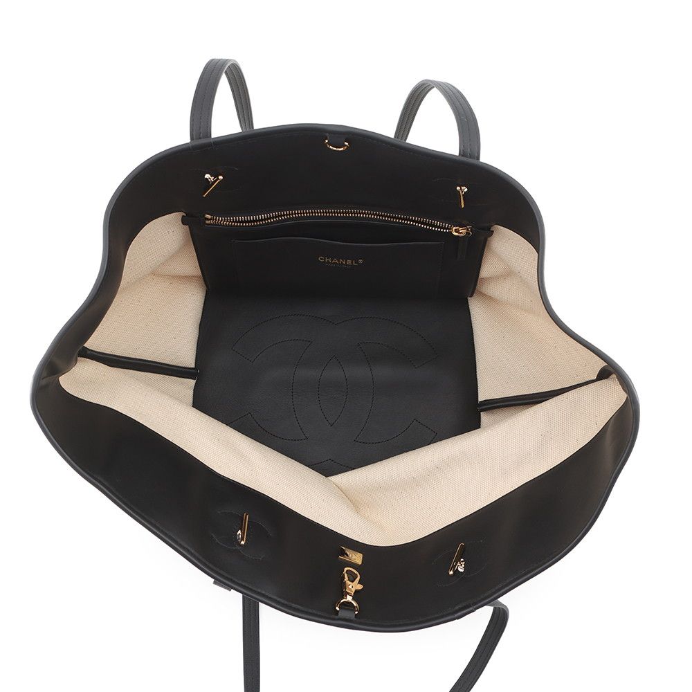 Chanel Tote CC Logo Small Shopping Canvas Calfskin 2-Way — view 6
