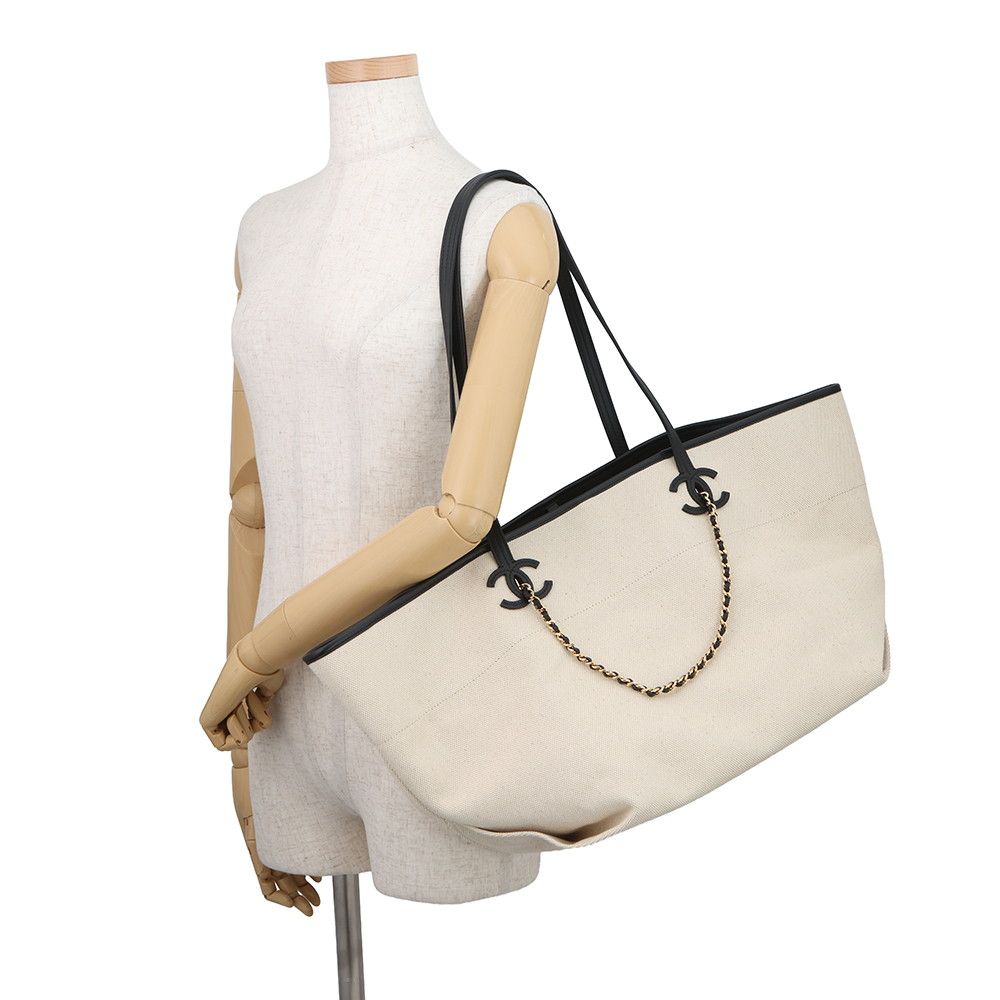 Chanel Tote CC Logo Small Shopping Canvas Calfskin 2-Way — view 5