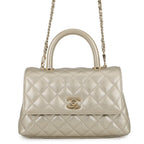 Chanel Quilted CC Logo Coco Handle XS Caviar Leather 2-Way Shoulder