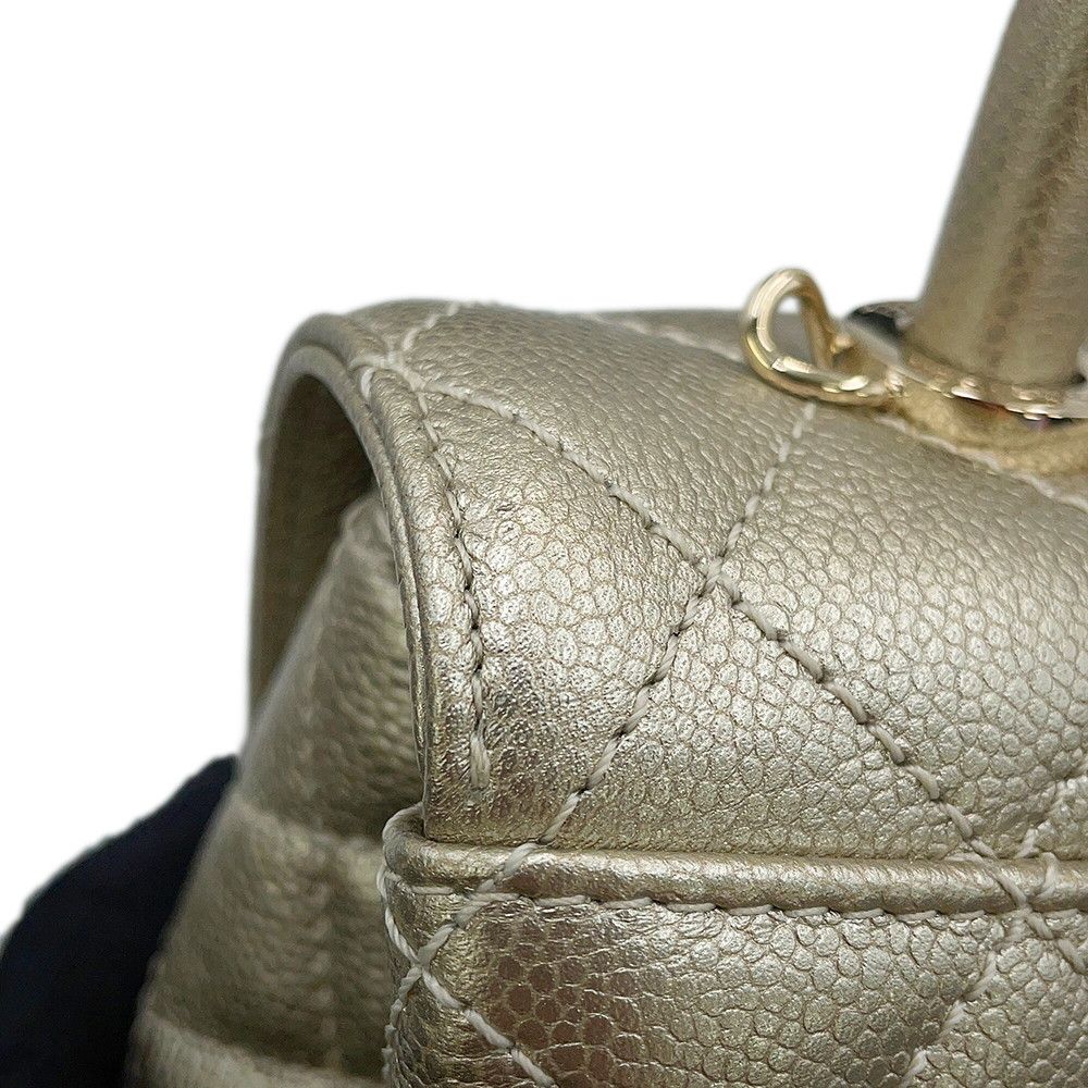 Chanel Quilted CC Logo Coco Handle XS Caviar Leather 2-Way Shoulder — view 7