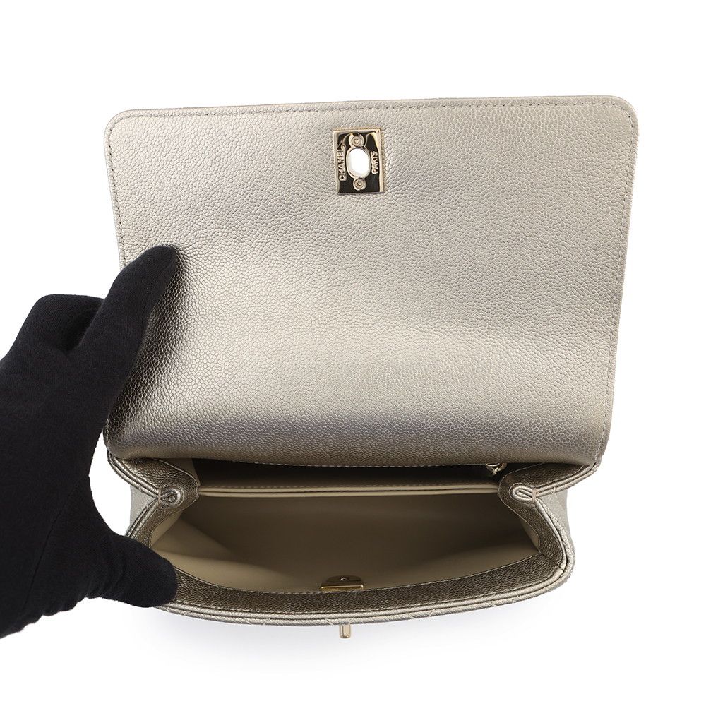 Chanel Quilted CC Logo Coco Handle XS Caviar Leather 2-Way Shoulder — view 6