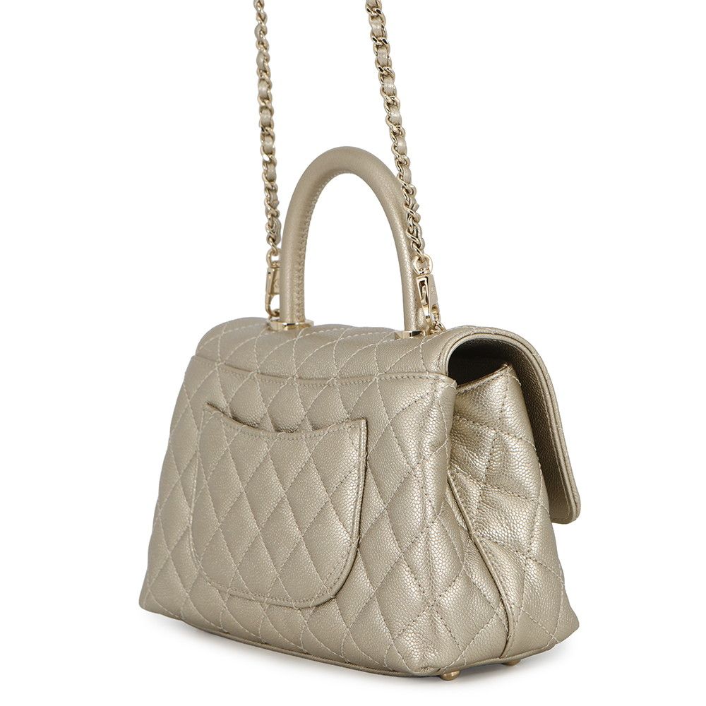 Chanel Quilted CC Logo Coco Handle XS Caviar Leather 2-Way Shoulder — view 2