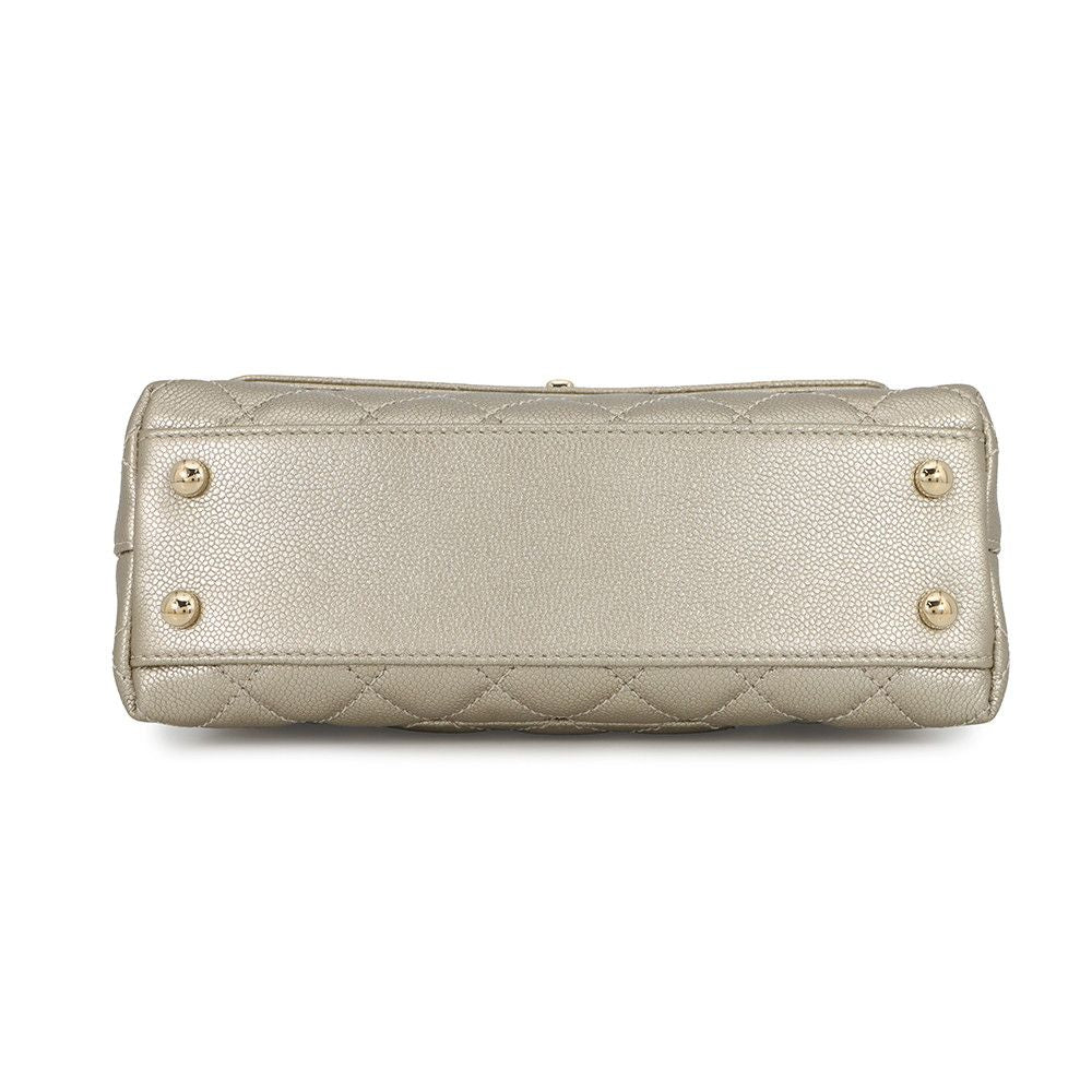 Chanel Quilted CC Logo Coco Handle XS Caviar Leather 2-Way Shoulder — view 3