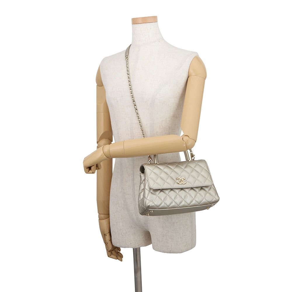 Chanel Quilted CC Logo Coco Handle XS Caviar Leather 2-Way Shoulder — view 5