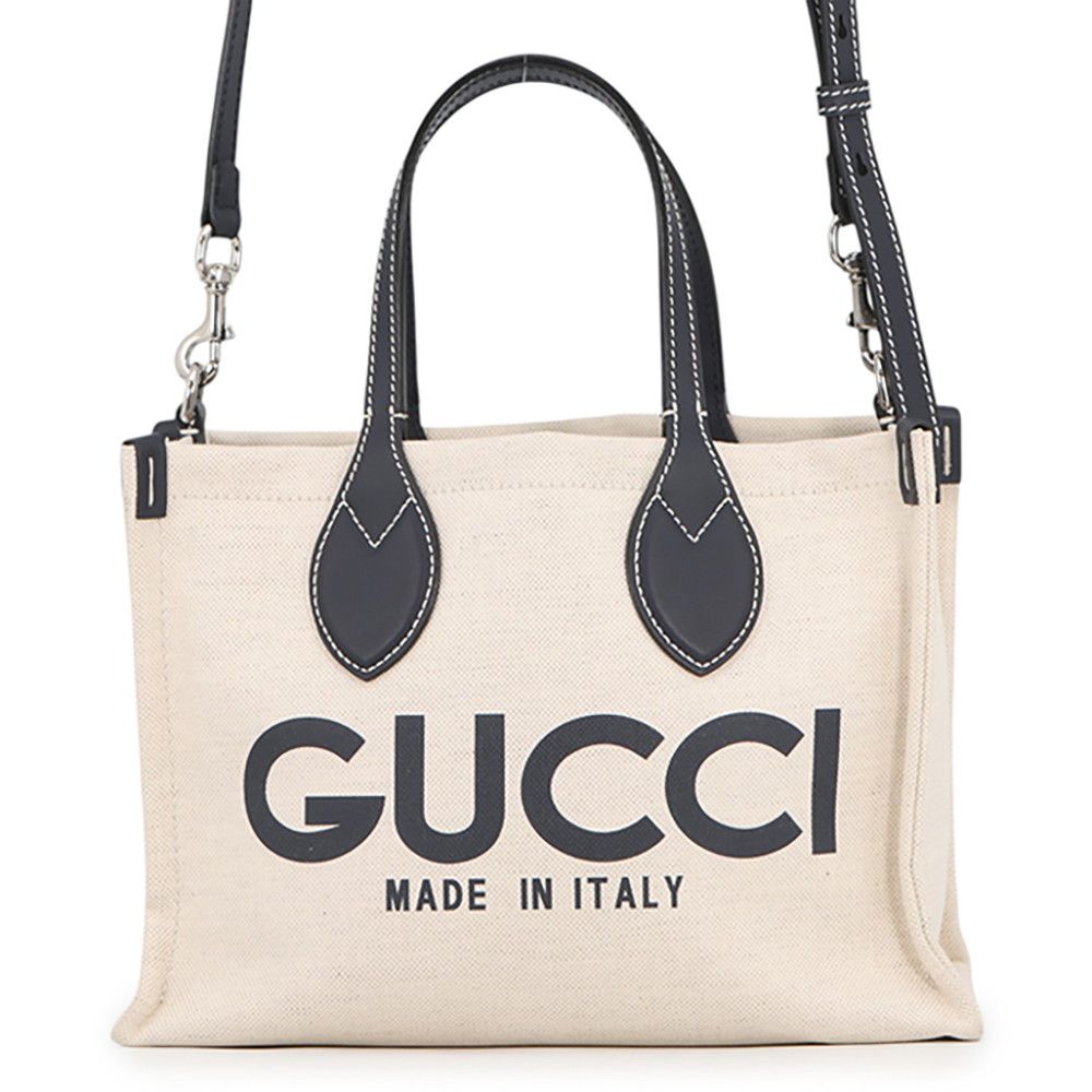 Gucci Print Logo Mini Tote Canvas Leather 2-Way Shoulder Bag