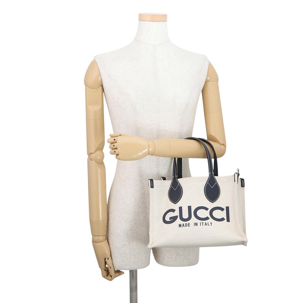 Gucci Print Logo Mini Tote Canvas Leather 2-Way Shoulder Bag
