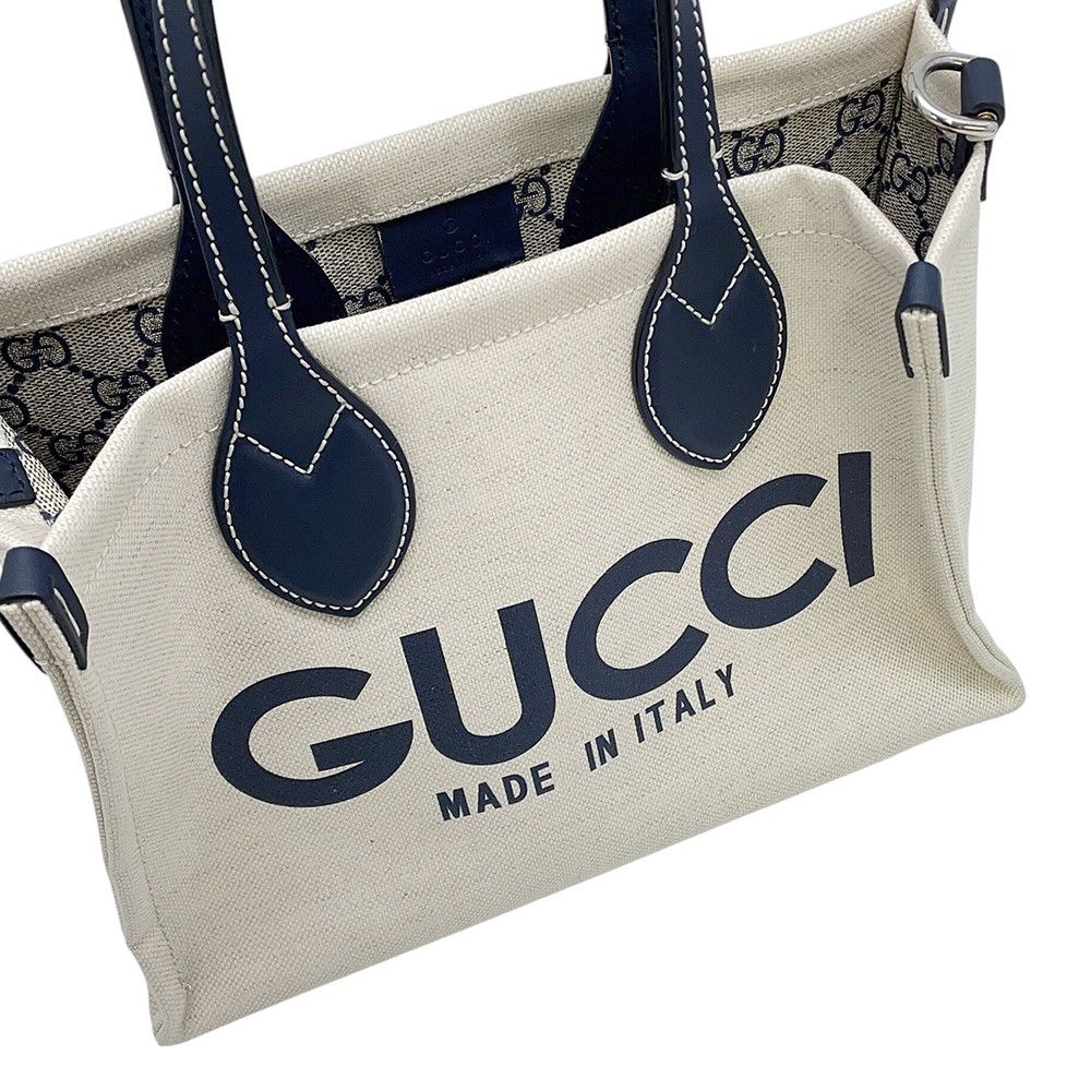Gucci Print Logo Mini Tote Canvas Leather 2-Way Shoulder Bag