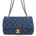Chanel Chain Shoulder Bag CC Logo Quilted Single Flap Denim