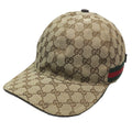 Gucci Baseball Cap GG Canvas Web Stripe Sherry Line Cap Hat L Beige