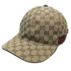 Gucci Baseball Cap GG Canvas Web Stripe Sherry Line Cap Hat L Beige