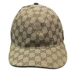 Gucci Baseball Cap GG Canvas Web Stripe Sherry Line Cap Hat L Beige — view 2