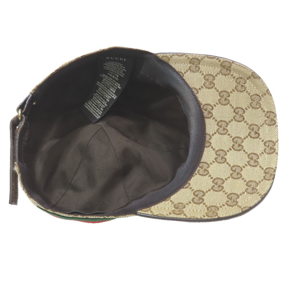 Gucci Baseball Cap GG Canvas Web Stripe Sherry Line Cap Hat L Beige — view 4