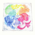 Hermes Carre 90 Plumets Et Panaches Feathers and Silk Scarf White Multicolor