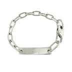 Gucci Polished ID Bracelet Logo Plate Oval Chain Silver