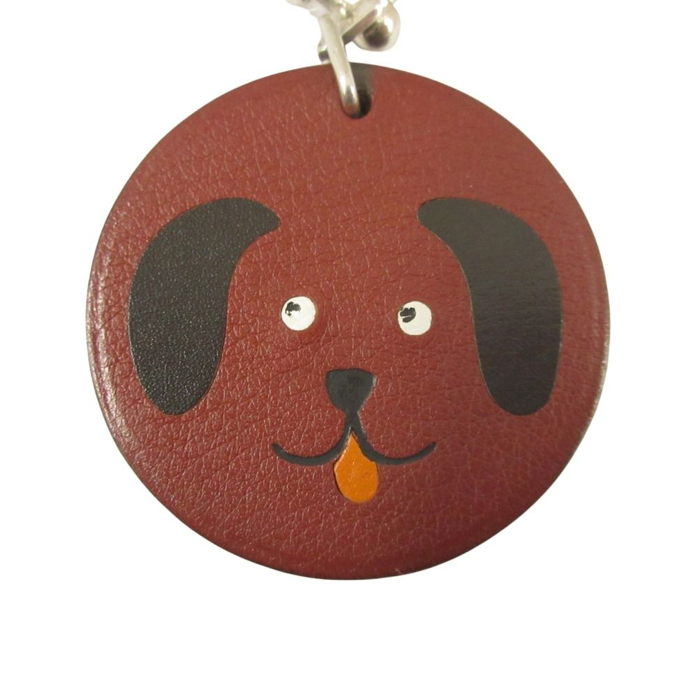 Hermes Polished Porte Cles Dog Bag Charm Key Holder Leather Brown Silver — view 2
