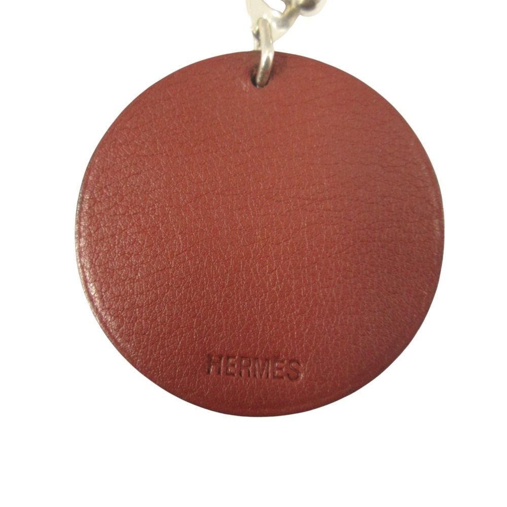 Hermes Polished Porte Cles Dog Bag Charm Key Holder Leather Brown Silver — view 3