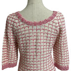 Chanel Check Stitch Knit Dress Set 36 34 Pink — view 5