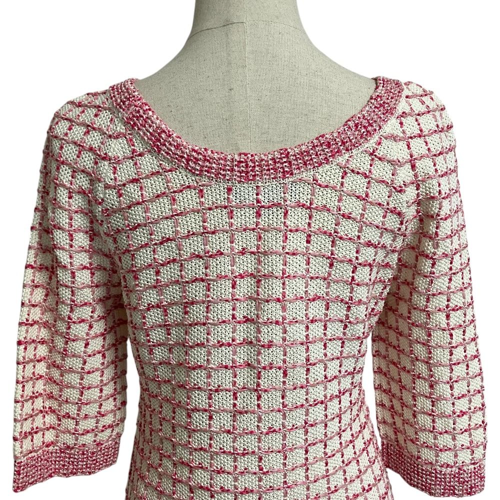 Chanel Check Stitch Knit Dress Set 36 34 Pink — view 5