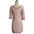 Chanel Check Stitch Knit Dress Set 36 34 Pink — view 3