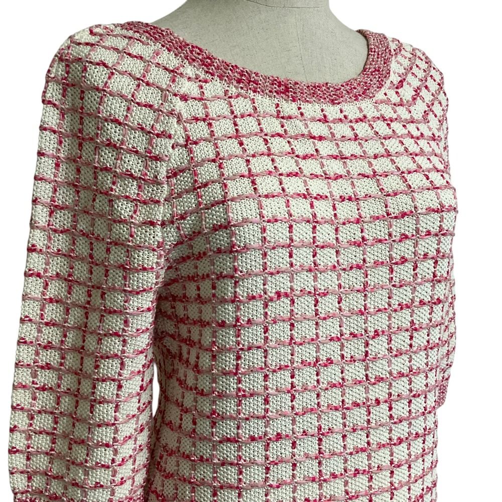 Chanel Check Stitch Knit Dress Set 36 34 Pink — view 6