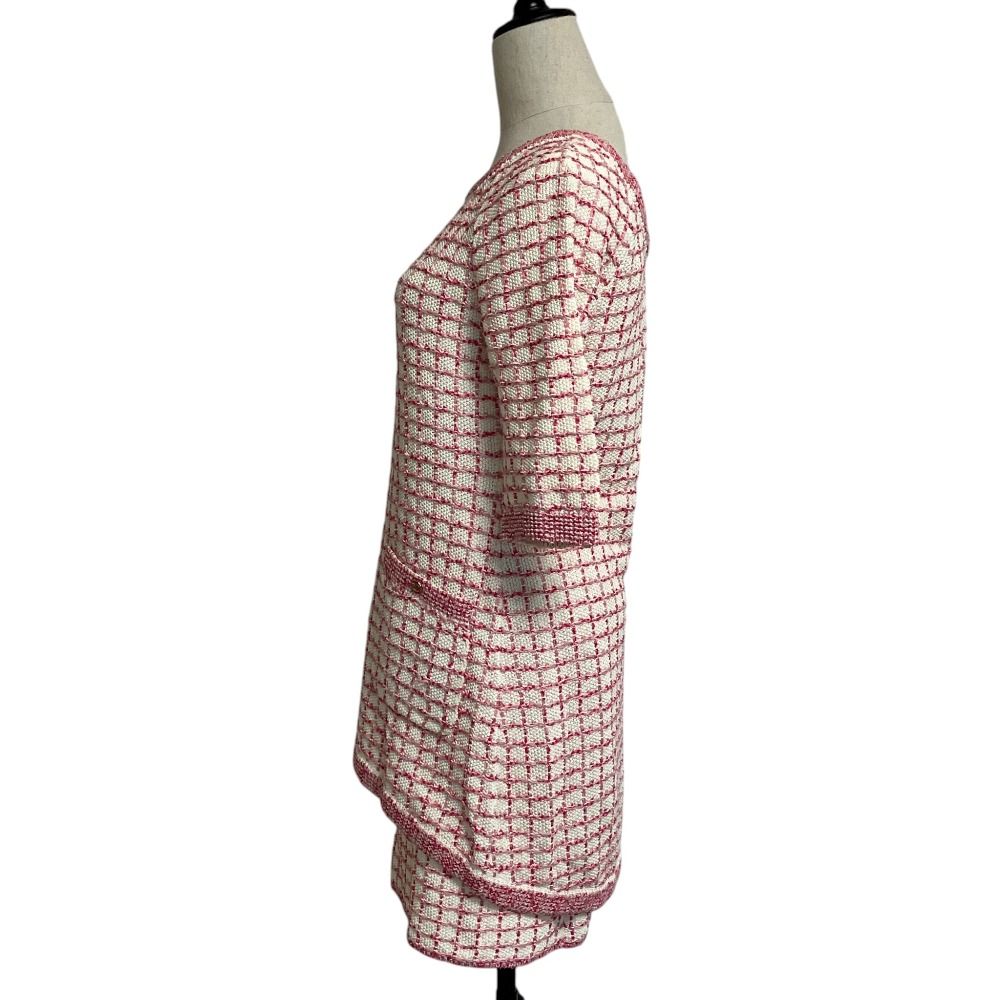 Chanel Check Stitch Knit Dress Set 36 34 Pink — view 2