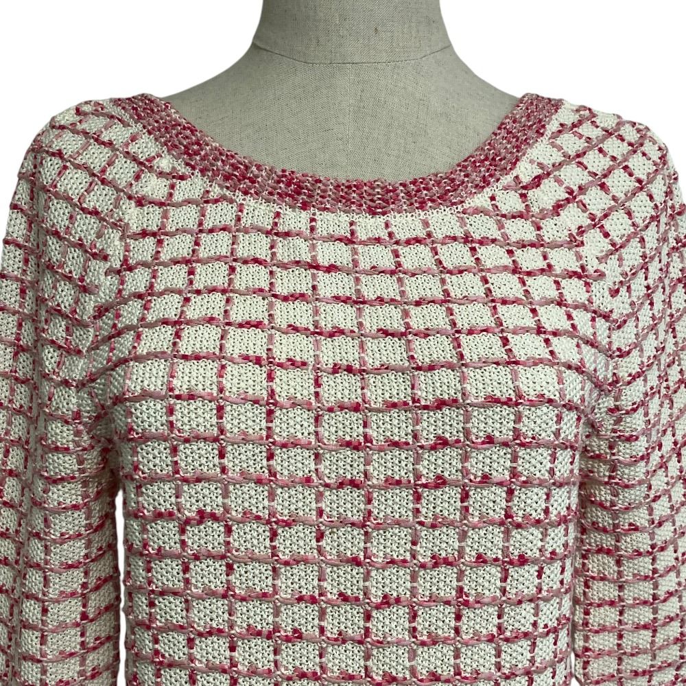 Chanel Check Stitch Knit Dress Set 36 34 Pink — view 4