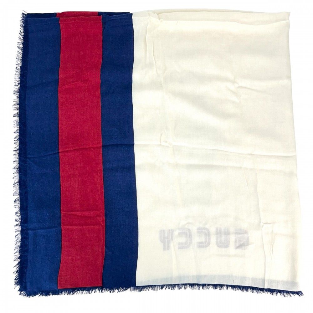 Gucci Shawl Large Guccy Fashion Item Rayon Silk White Red — view 2