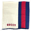 Gucci Shawl Large Guccy Fashion Item Rayon Silk White Red
