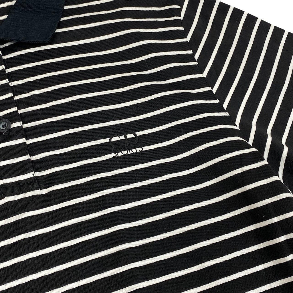 Dior Ig6 Sports Long Sleeve Polo Shirt Border Pattern M Black White Cotton — view 6