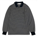 Dior Ig6 Sports Long Sleeve Polo Shirt Border Pattern M Black White Cotton — view 2