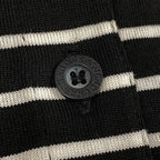Dior Ig6 Sports Long Sleeve Polo Shirt Border Pattern M Black White Cotton — view 7