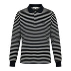 Dior Ig6 Sports Long Sleeve Polo Shirt Border Pattern M Black White Cotton