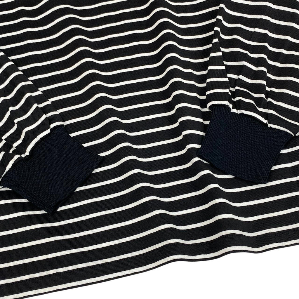 Dior Ig6 Sports Long Sleeve Polo Shirt Border Pattern M Black White Cotton — view 5