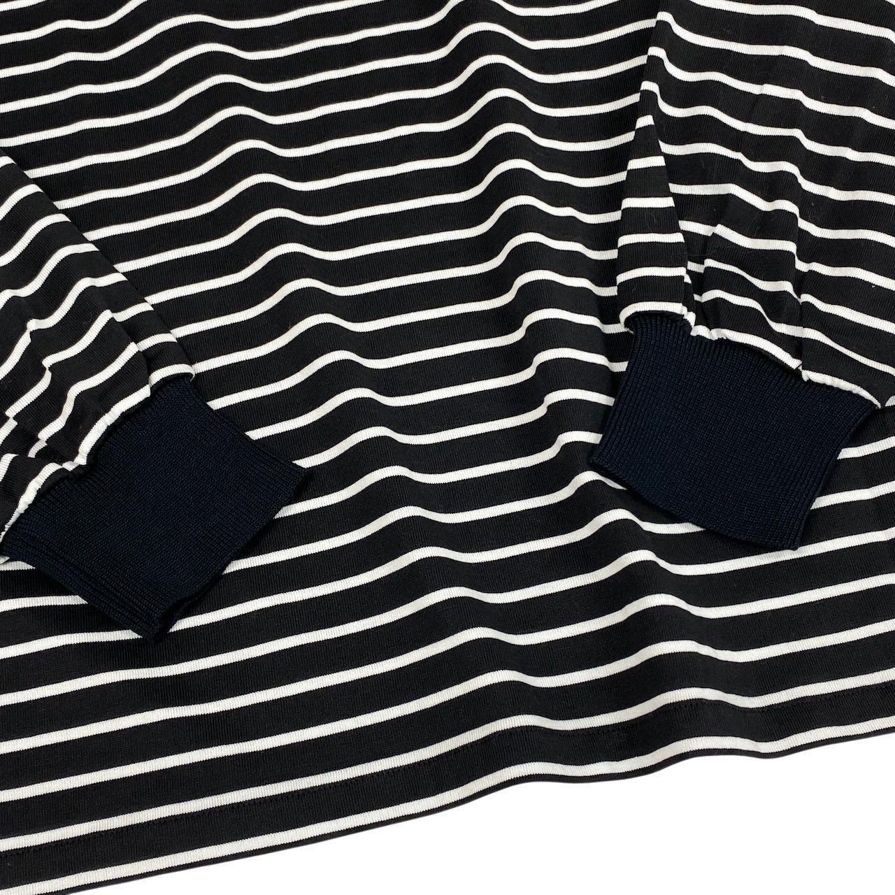 Dior Ig6 Sports Long Sleeve Polo Shirt Border Pattern M Black White Cotton — view 5