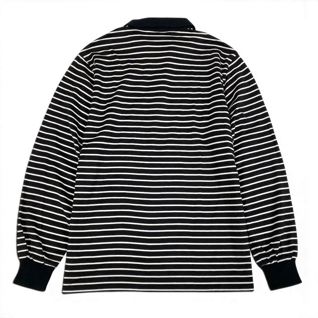 Dior Ig6 Sports Long Sleeve Polo Shirt Border Pattern M Black White Cotton — view 3