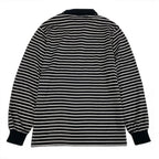 Dior Ig6 Sports Long Sleeve Polo Shirt Border Pattern M Black White Cotton — view 3