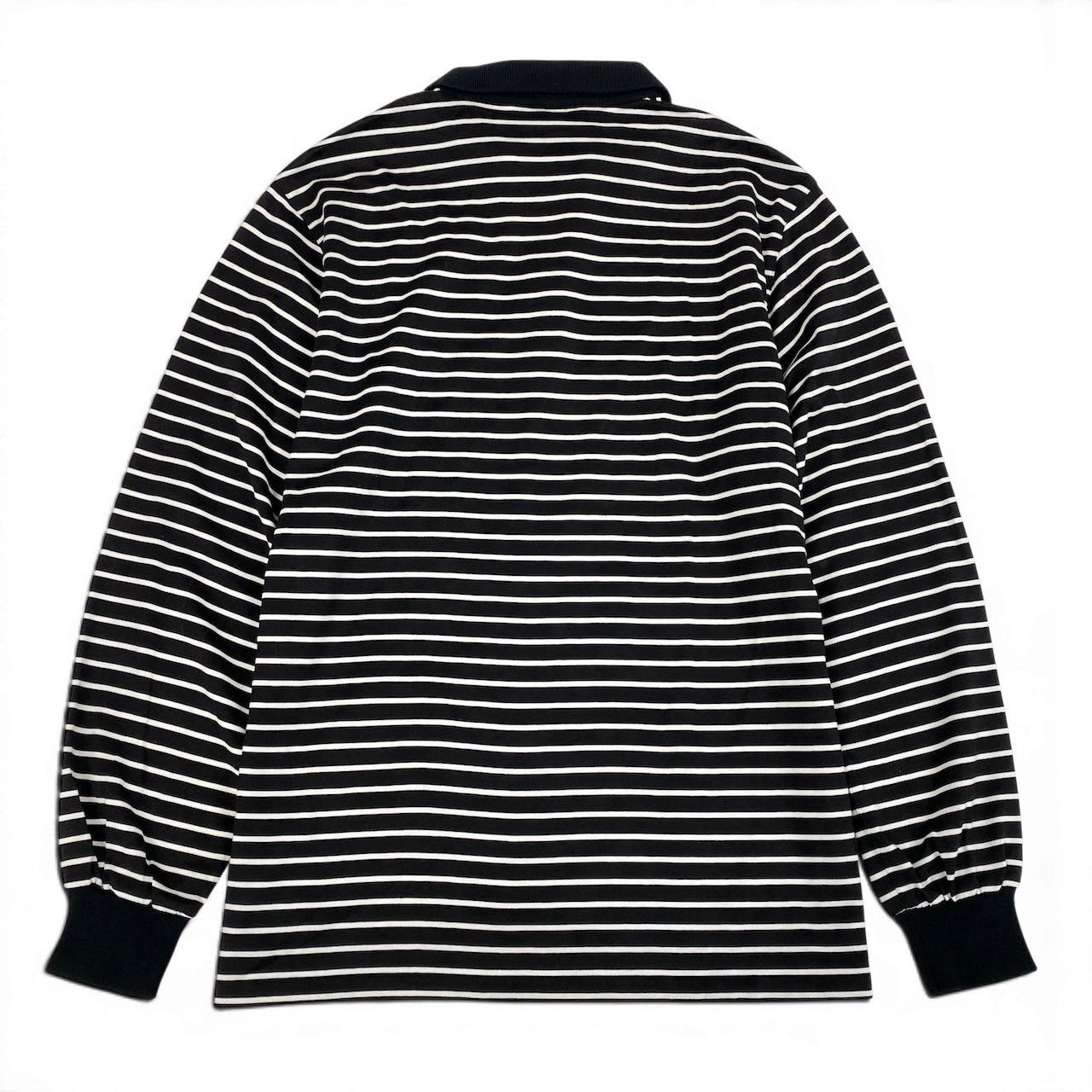 Dior Ig6 Sports Long Sleeve Polo Shirt Border Pattern M Black White Cotton — view 3