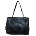 Bottega Veneta Intrecciato Leather Chain Handle Olympia Shoulder Bag Black — view 2