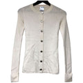 Chanel CC Logo Button Long Sleeve Cashmere Rib Knit Cardigan 34 Ivory