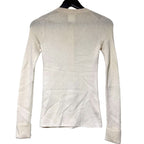 Chanel CC Logo Button Long Sleeve Cashmere Rib Knit Cardigan 34 Ivory — view 2