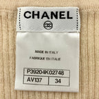 Chanel CC Logo Button Long Sleeve Cashmere Rib Knit Cardigan 34 Ivory — view 5