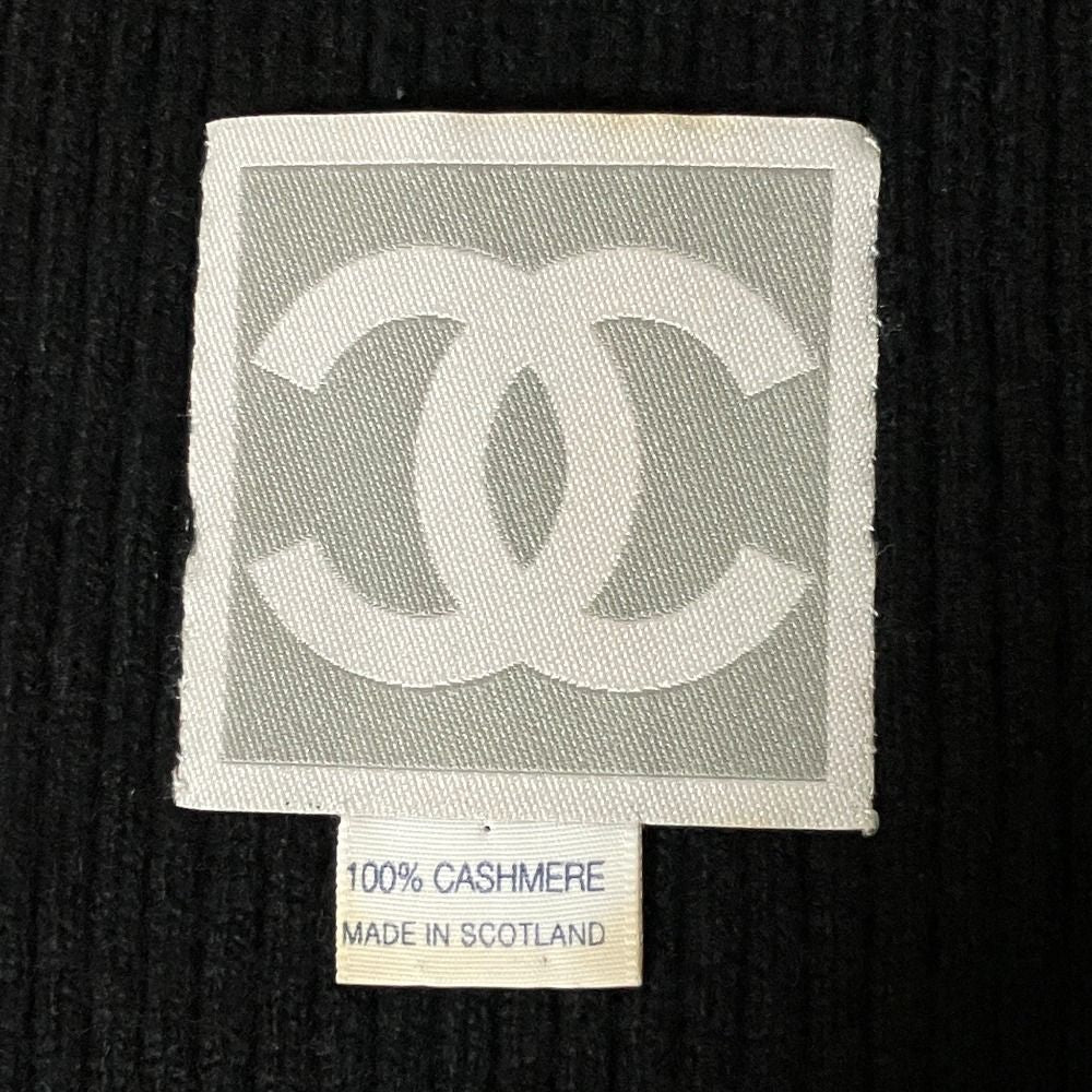 Chanel Sports Cashmere Rib Knit Scarf Shawl Black Sweater — view 4