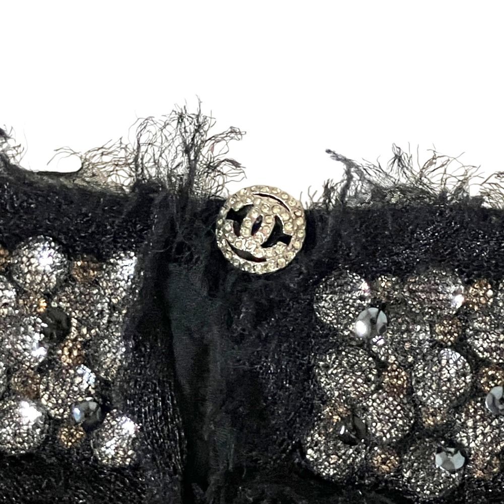 Chanel Bijou CC Logo Button Long Sleeve Cashmere Knit Sweater Black — view 4
