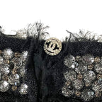 Chanel Bijou CC Logo Button Long Sleeve Cashmere Knit Sweater Black — view 4