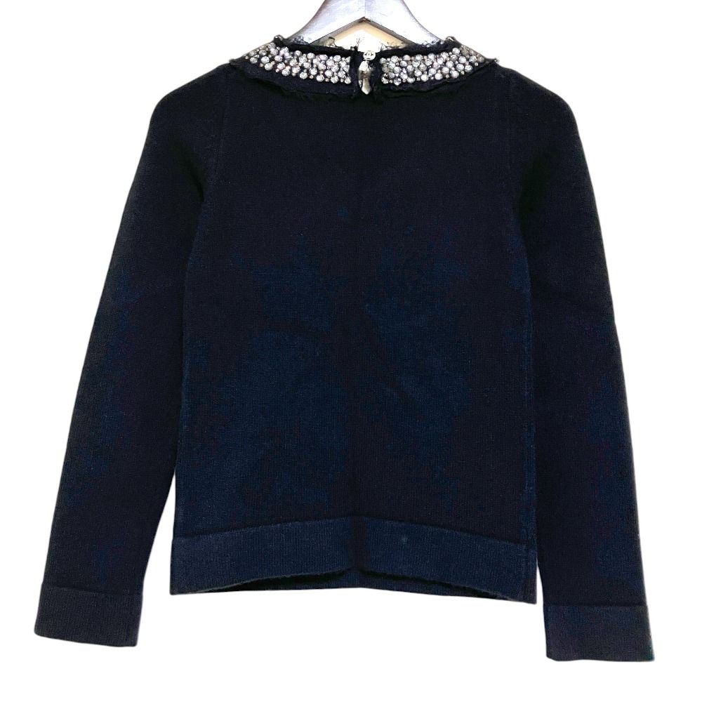 Chanel Bijou CC Logo Button Long Sleeve Cashmere Knit Sweater Black — view 2