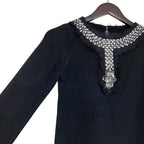 Chanel Bijou CC Logo Button Long Sleeve Cashmere Knit Sweater Black — view 3