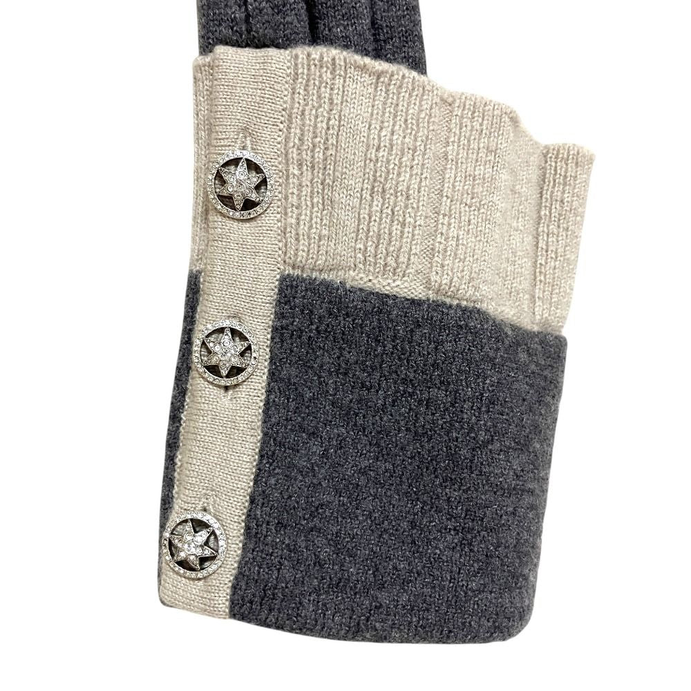 Chanel Frill Color Long Sleeve Wool Wide Rib Knit Gray Beige Sweater — view 4
