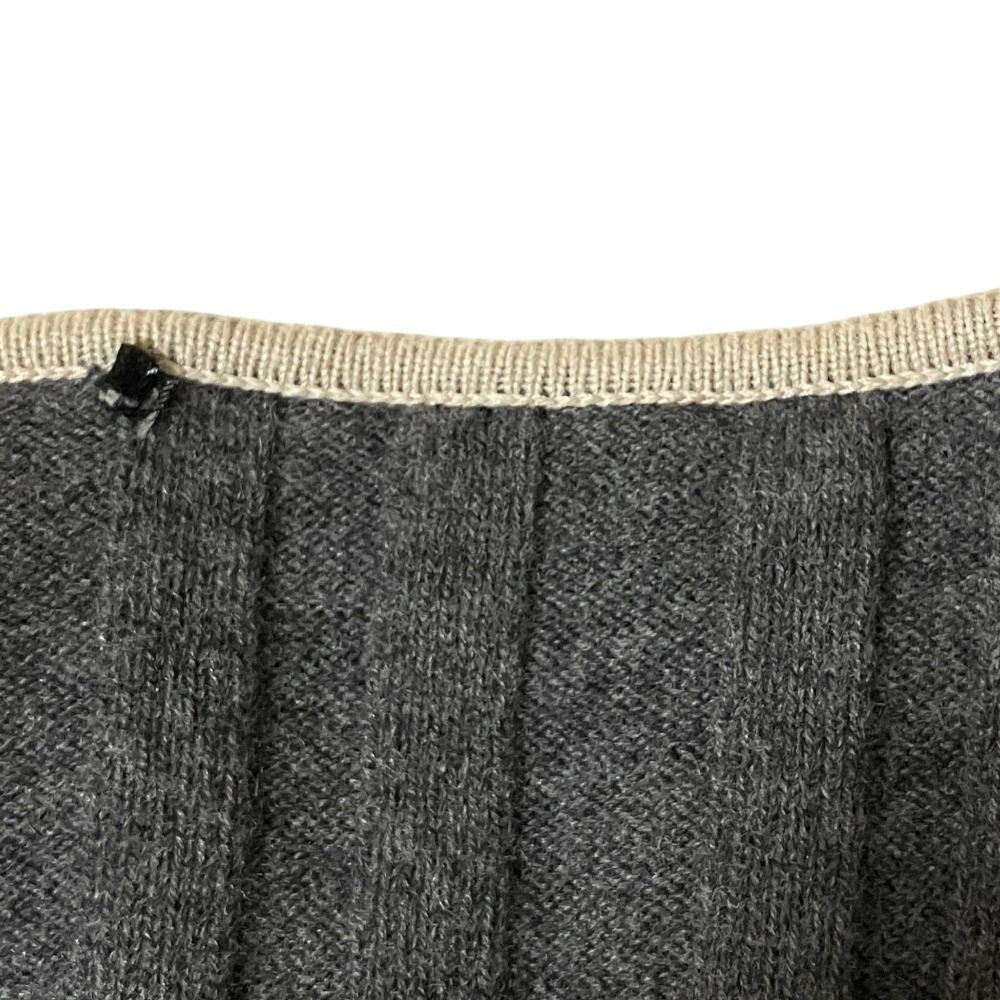 Chanel Frill Color Long Sleeve Wool Wide Rib Knit Gray Beige Sweater — view 6